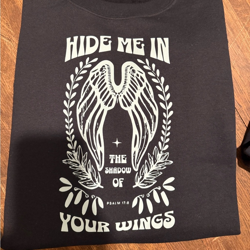 Black and gray sweat shirt. Faith inspired. Custom